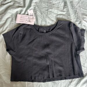 Brandy Melville Black Boxy Crop T-Shirt